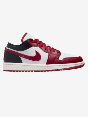 Nike Air Jordan Low Top Sneakers in White & Red